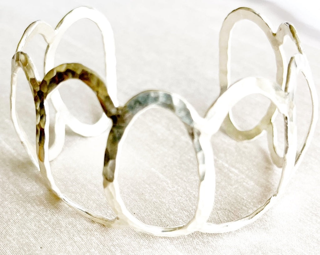Sterling Silver Hammered Ovals Bracelet