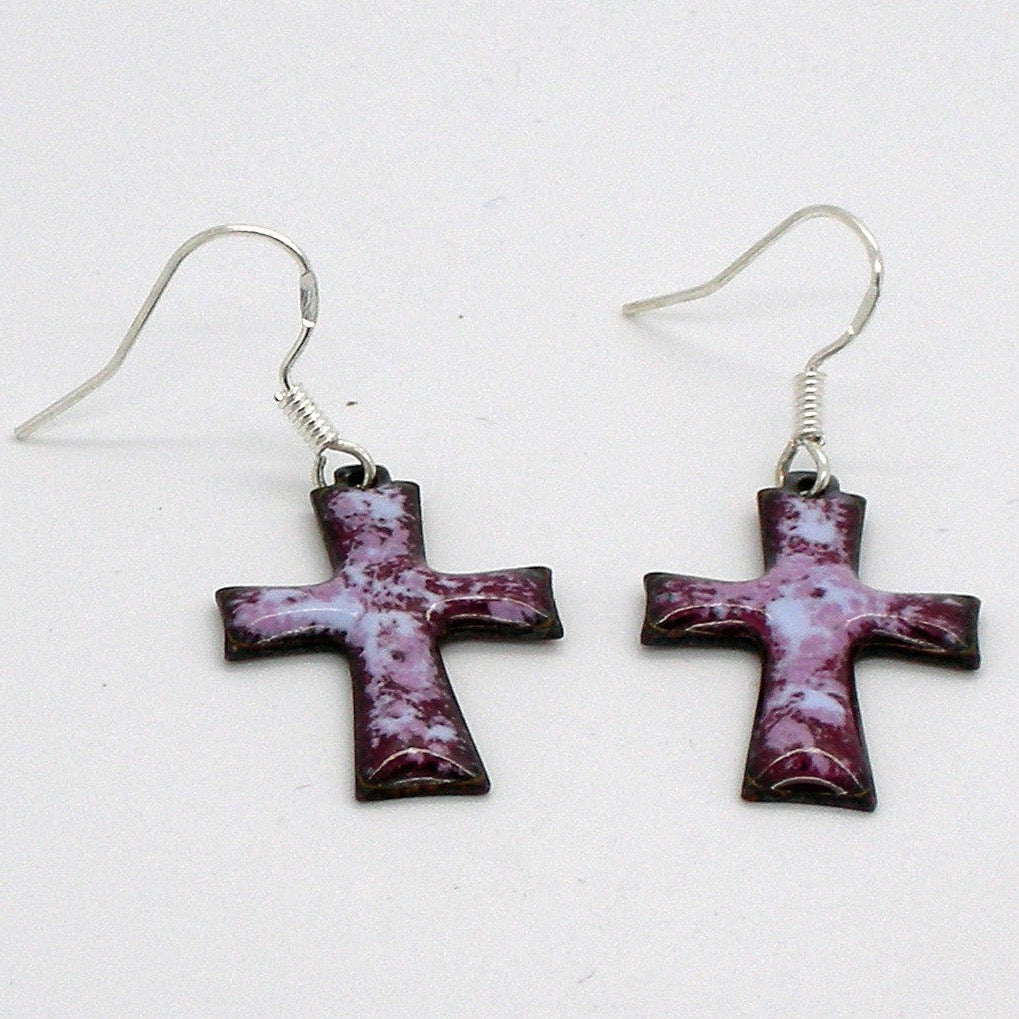 Handmade enamelled glass earrings