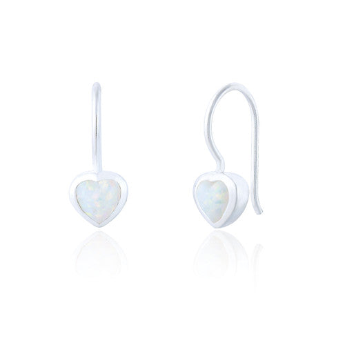 White Opal Heart Earrings